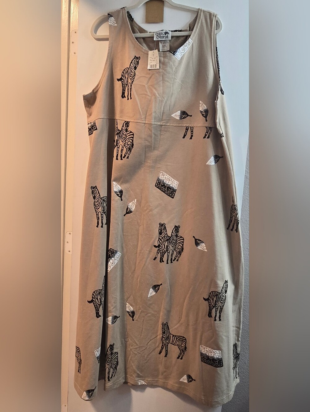 104 Copa Cabana Sleeveless Beige Zebra Print Maxi Dress